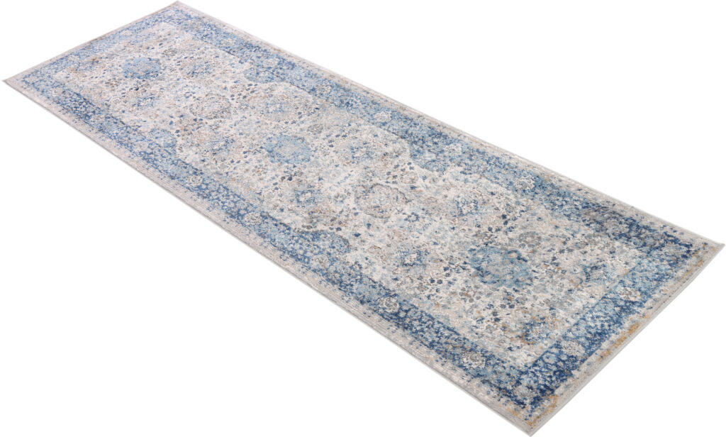 Tapis de Couloir Valley Gris Bleu Ornamental Vintage