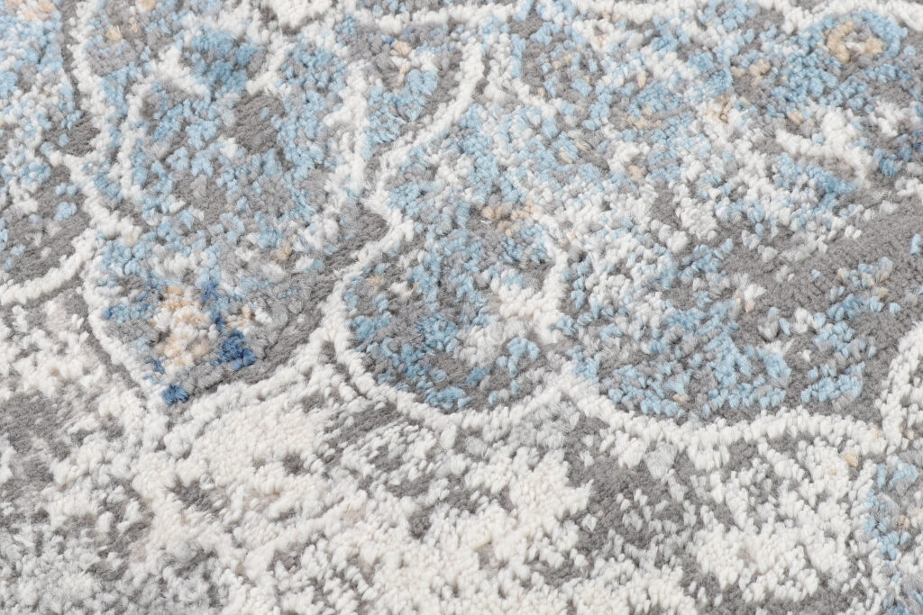 Tapis de Couloir Valley Gris Bleu Vintage Floral