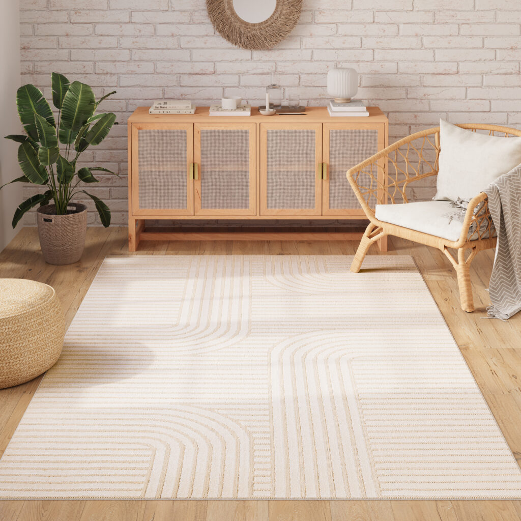 Tapis Extérieur Patio Crème Géométrique