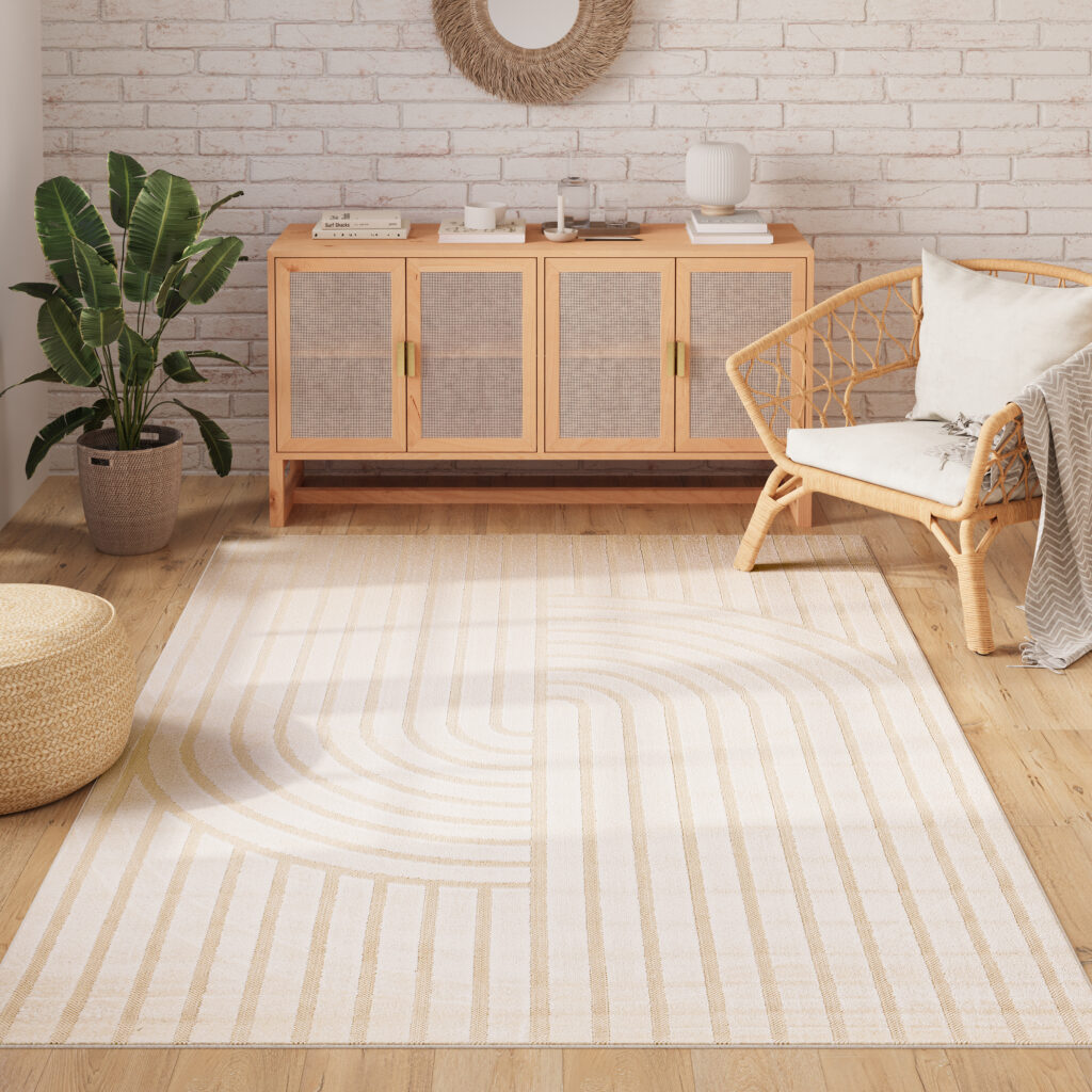 Tapis Extérieur Patio Crème Rayé