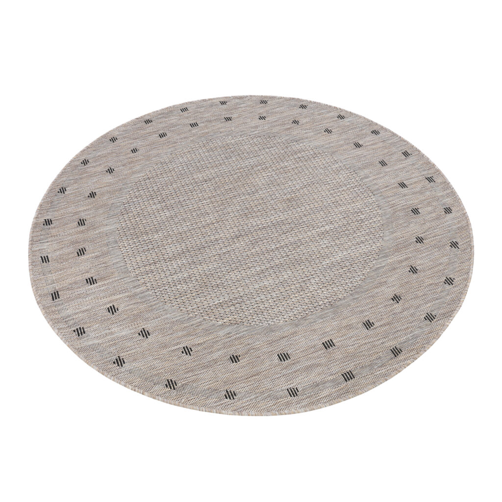 Tapis Melissa Rond Marron Cadre Intérieur Extérieur