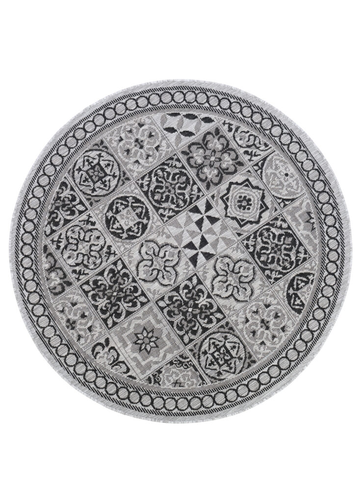 Tapis Melissa Rond Gris Noir Mosaïque Intérieur Extérieur