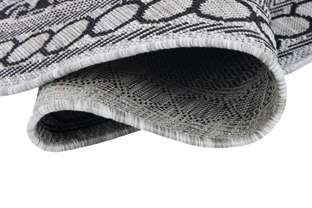 Tapis Melissa Rond Gris Noir Mosaïque Intérieur Extérieur
