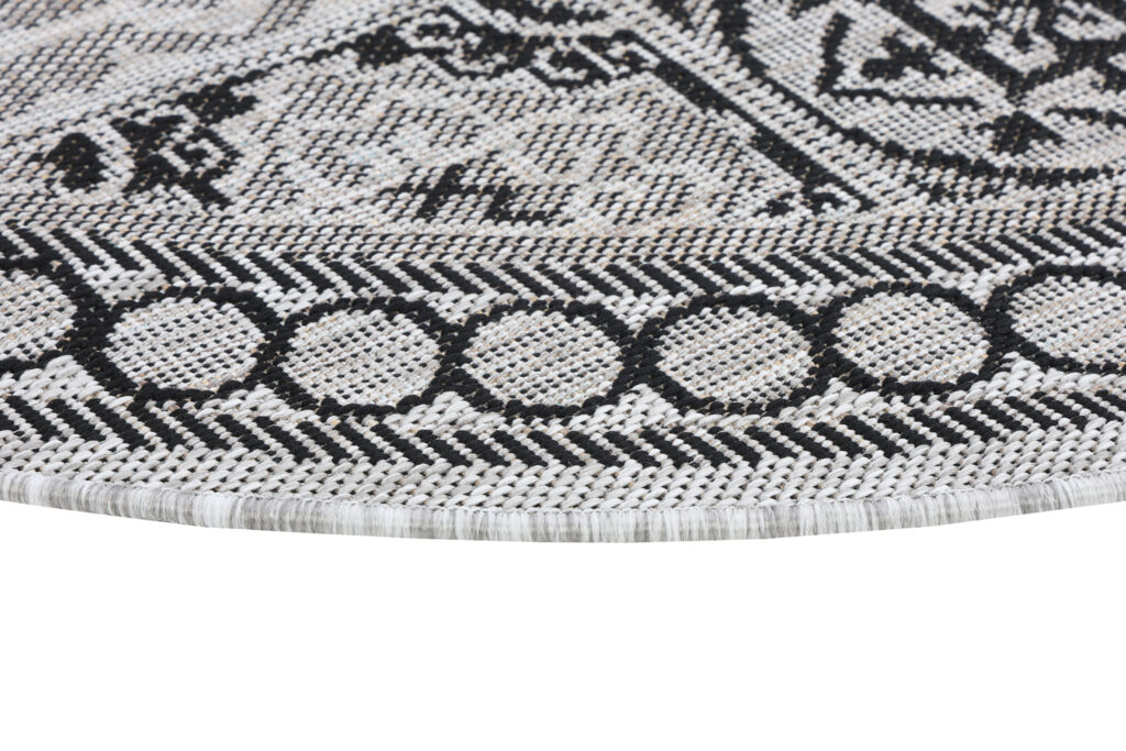 Tapis Melissa Rond Gris Noir Mosaïque Intérieur Extérieur