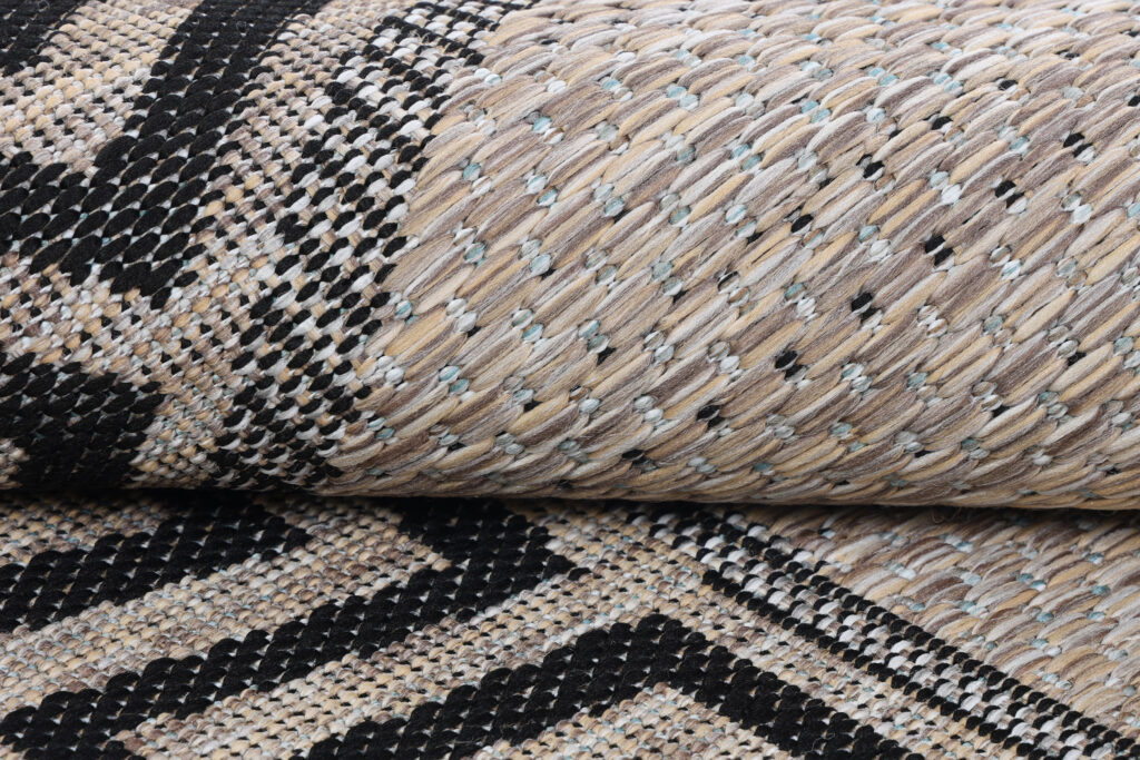 Tapis Melissa Rond Marron Noir ZigZag Intérieur Extérieur