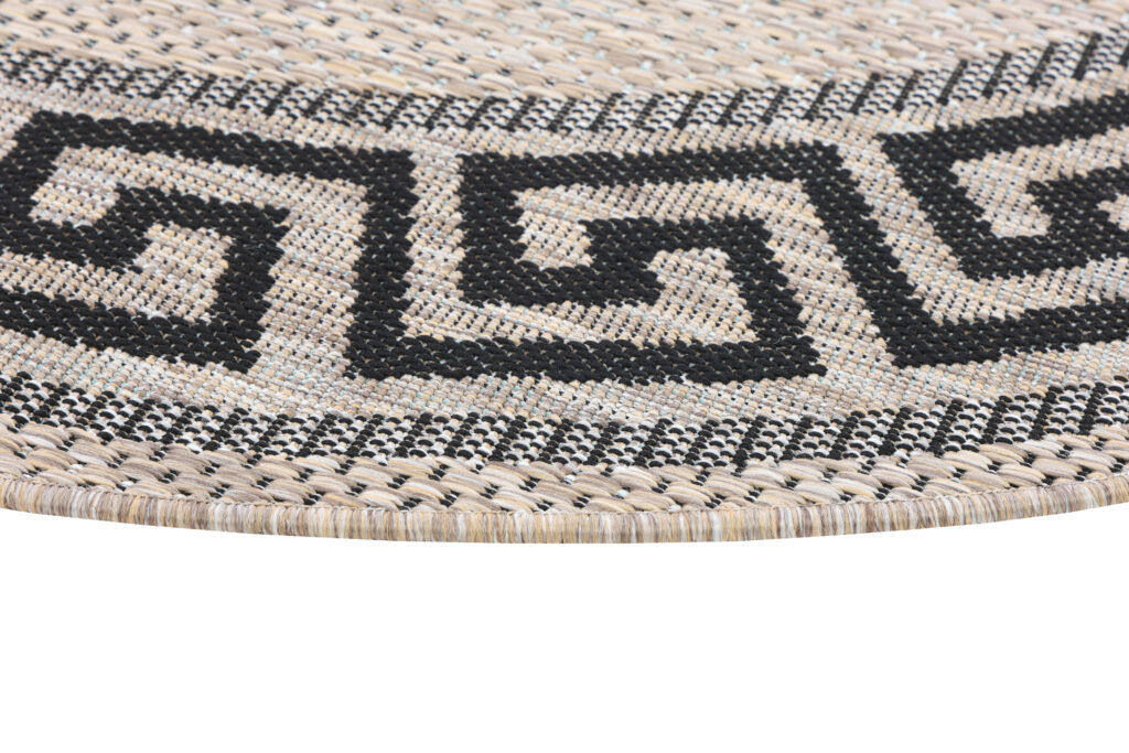 Tapis Melissa Rond Marron Noir ZigZag Intérieur Extérieur