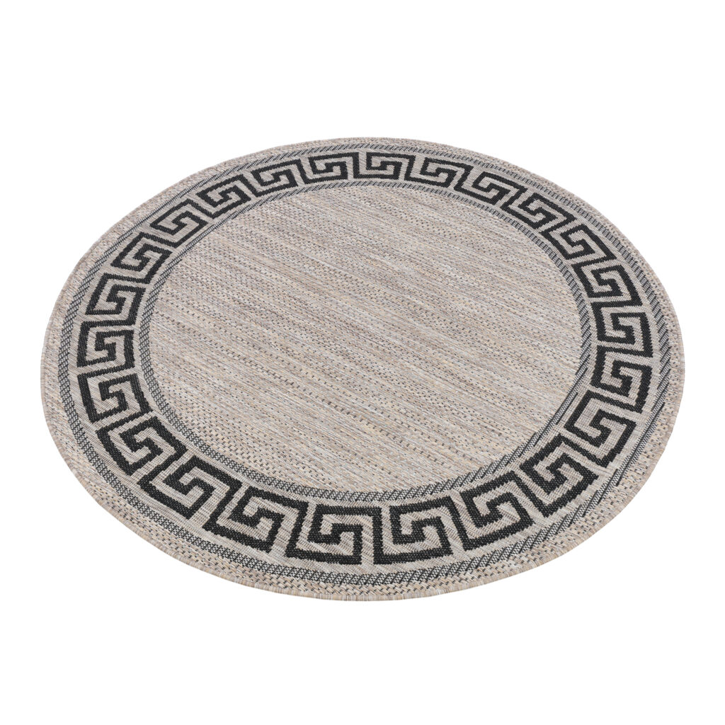 Tapis Melissa Rond Marron Noir ZigZag Intérieur Extérieur