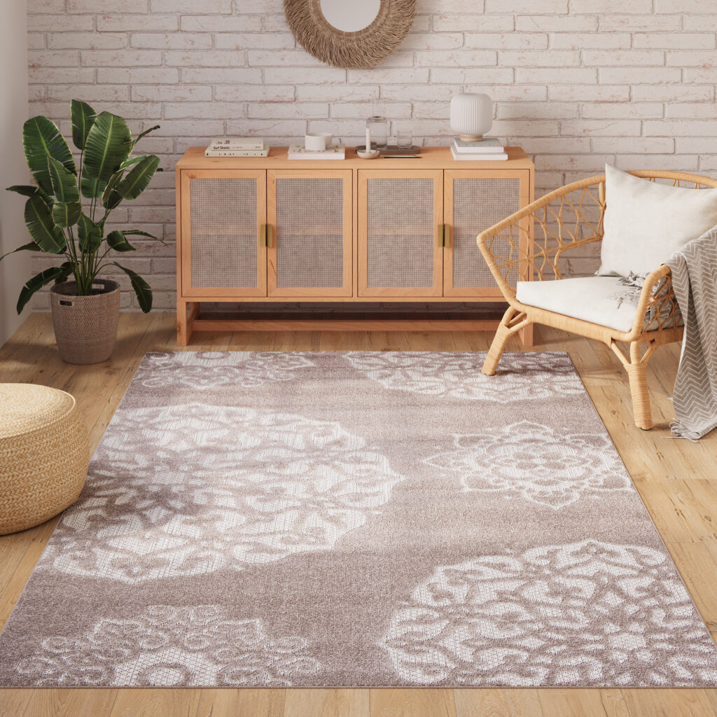 Tapis Extérieur Patio Gris Ornamental
