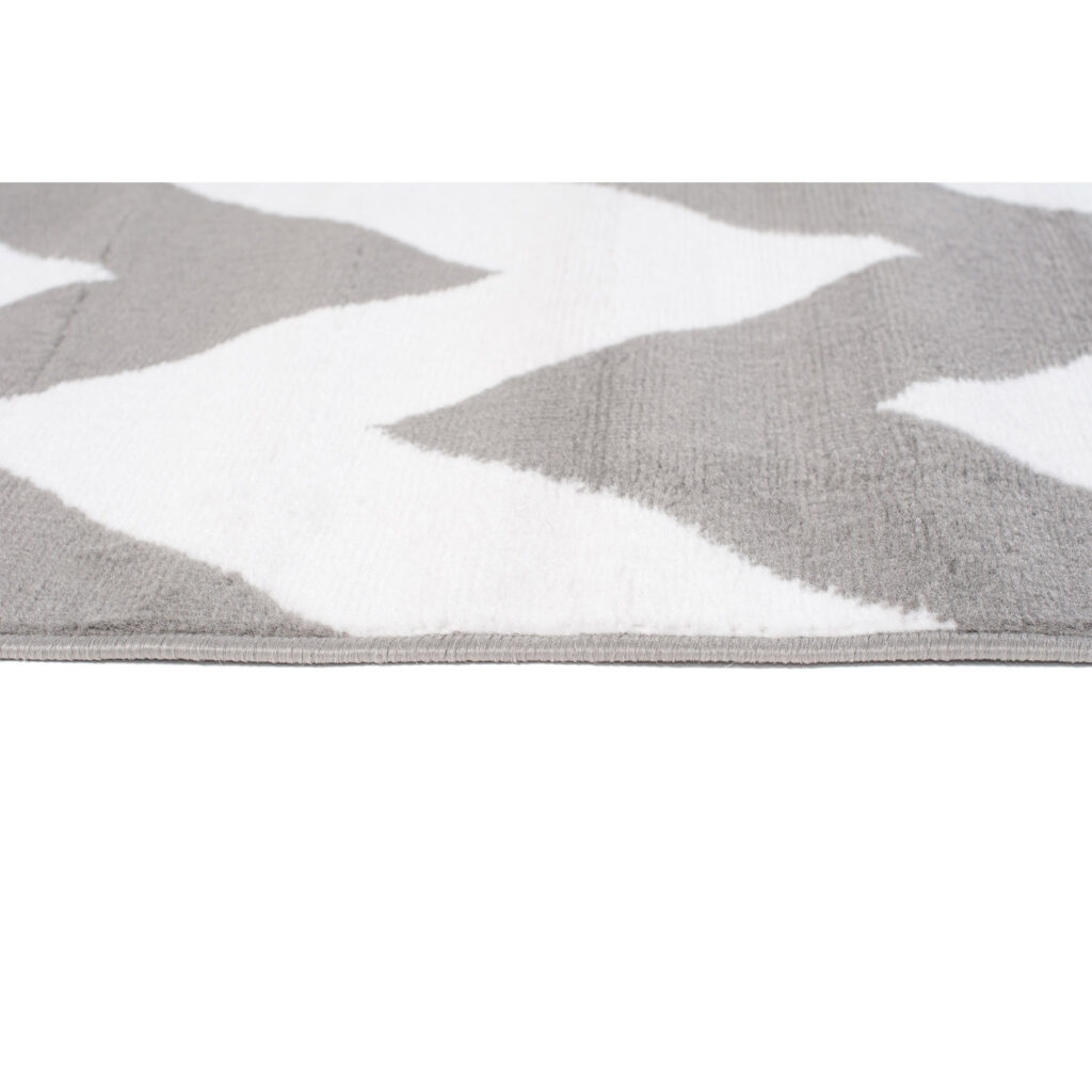 Tapis Firet Moderne Géométrique Zigzags Blanc Gris Fin