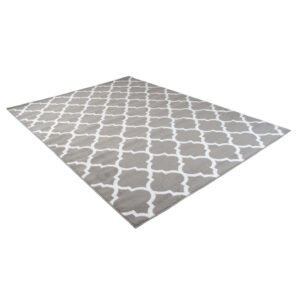 Tapis Firet Moderne Marocain Treillis Gris Blanc Fin