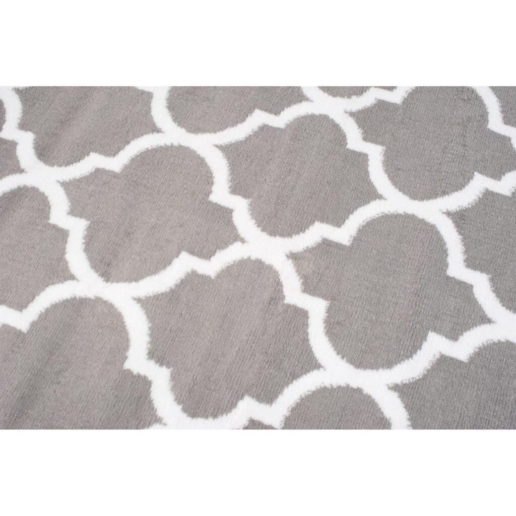 Tapis Firet Moderne Marocain Treillis Gris Blanc Fin