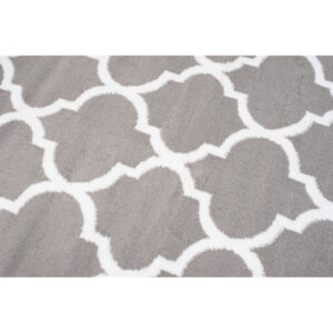 Tapis Firet Moderne Marocain Treillis Gris Blanc Fin