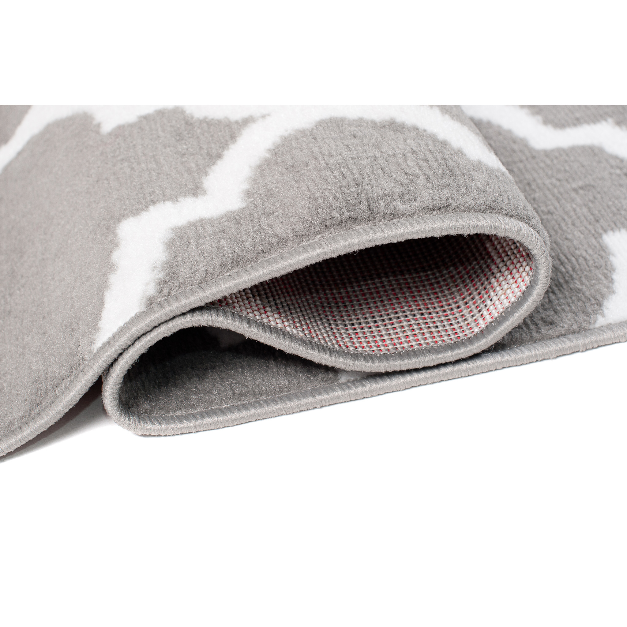 Tapis Firet Moderne Marocain Treillis Gris Blanc Fin