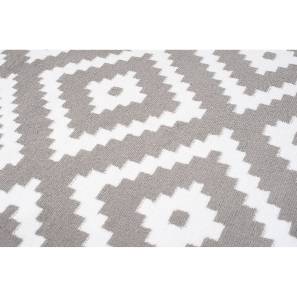 Tapis Firet Moderne Géométrique Losanges Gris Blanc Fin