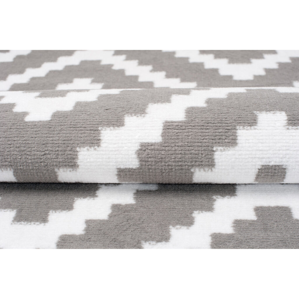Tapis Firet Moderne Géométrique Losanges Gris Blanc Fin