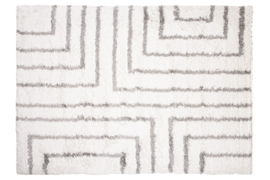 Tapis Evra Shaggy Crème Gris Géométrique Moelleux