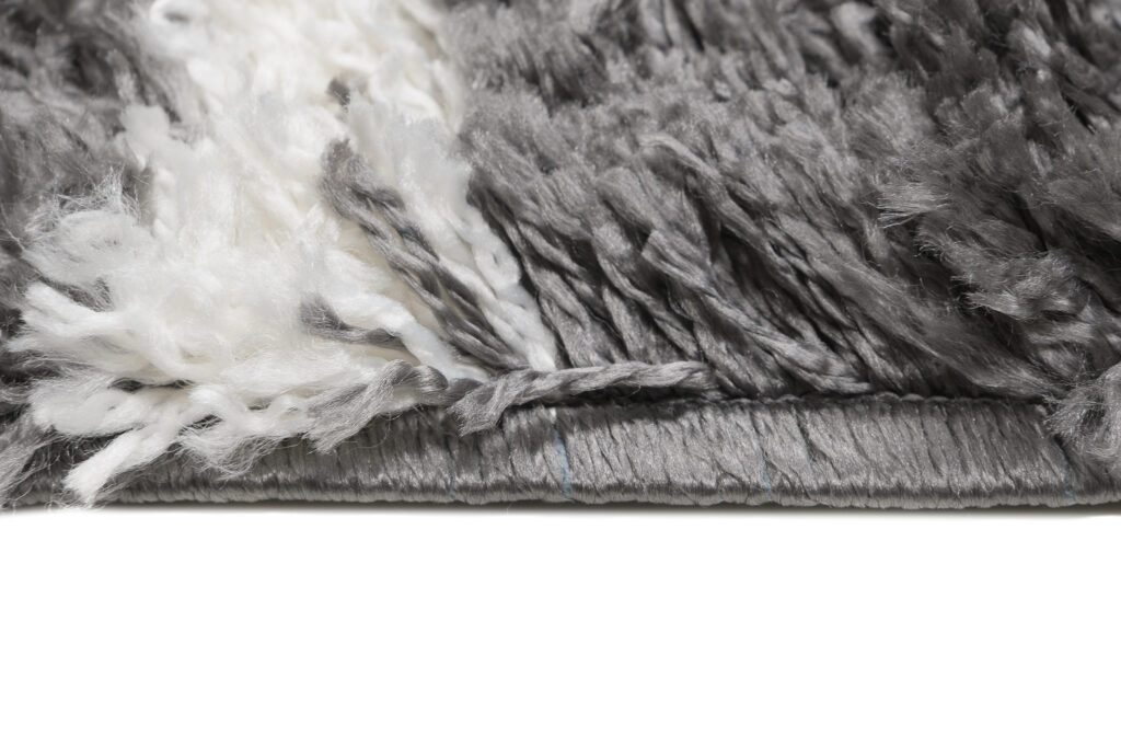 Tapis Evra Shaggy Gris Foncé Crème Géométrique Moelleux