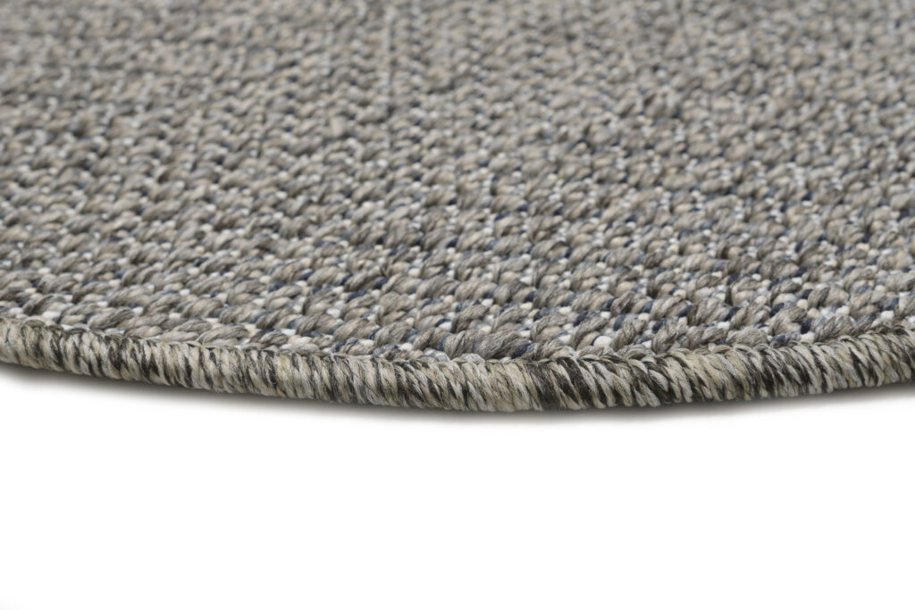 Tapis Arruba Rond Extérieur Intérieur Gris Rayures Résistant Fin