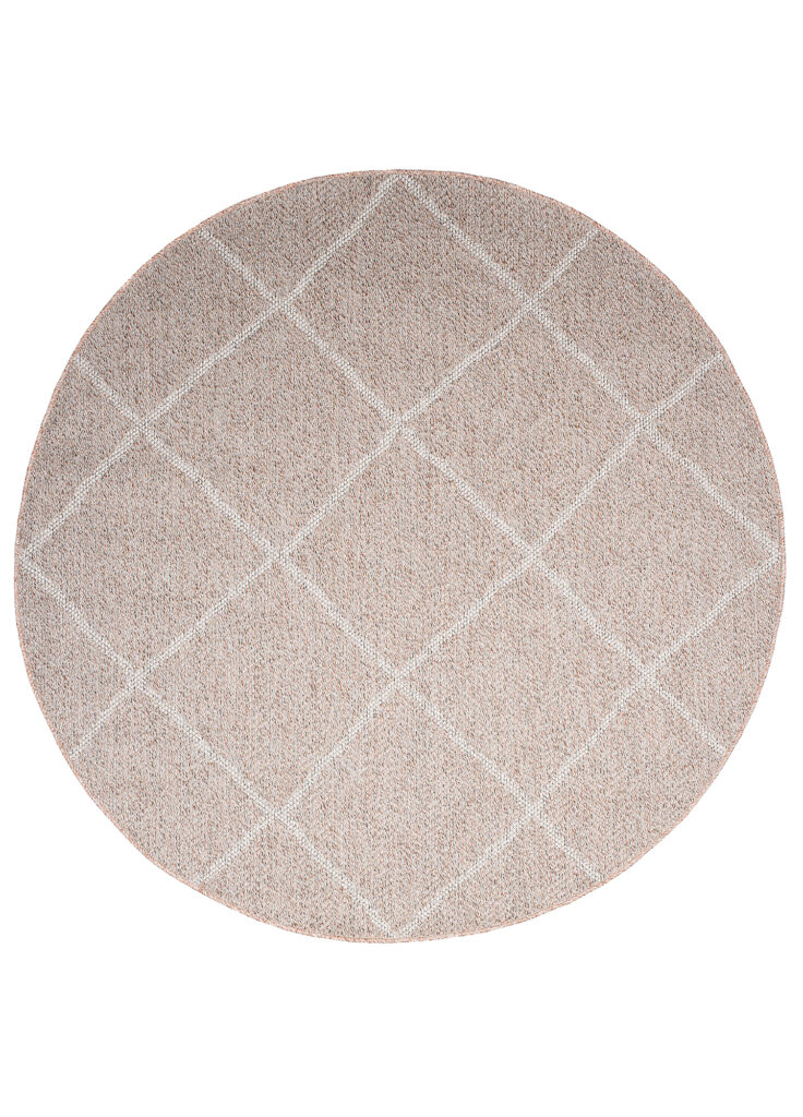 Tapis Arruba Rond Extérieur Intérieur Gris Rose Rayures Résistant