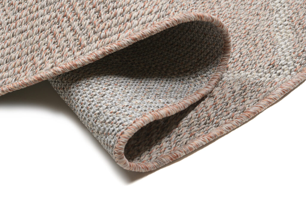 Tapis Arruba Rond Extérieur Intérieur Gris Rose Rayures Résistant
