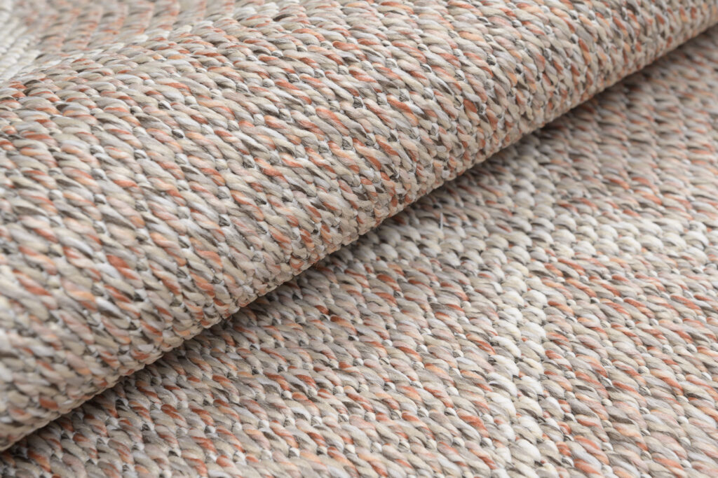 Tapis Arruba Rond Extérieur Intérieur Gris Rose Rayures Résistant