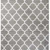 Tapis Firet Moderne Marocain Treillis Gris Blanc Fin