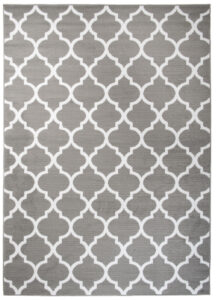 Tapis Firet Moderne Marocain Treillis Gris Blanc Fin
