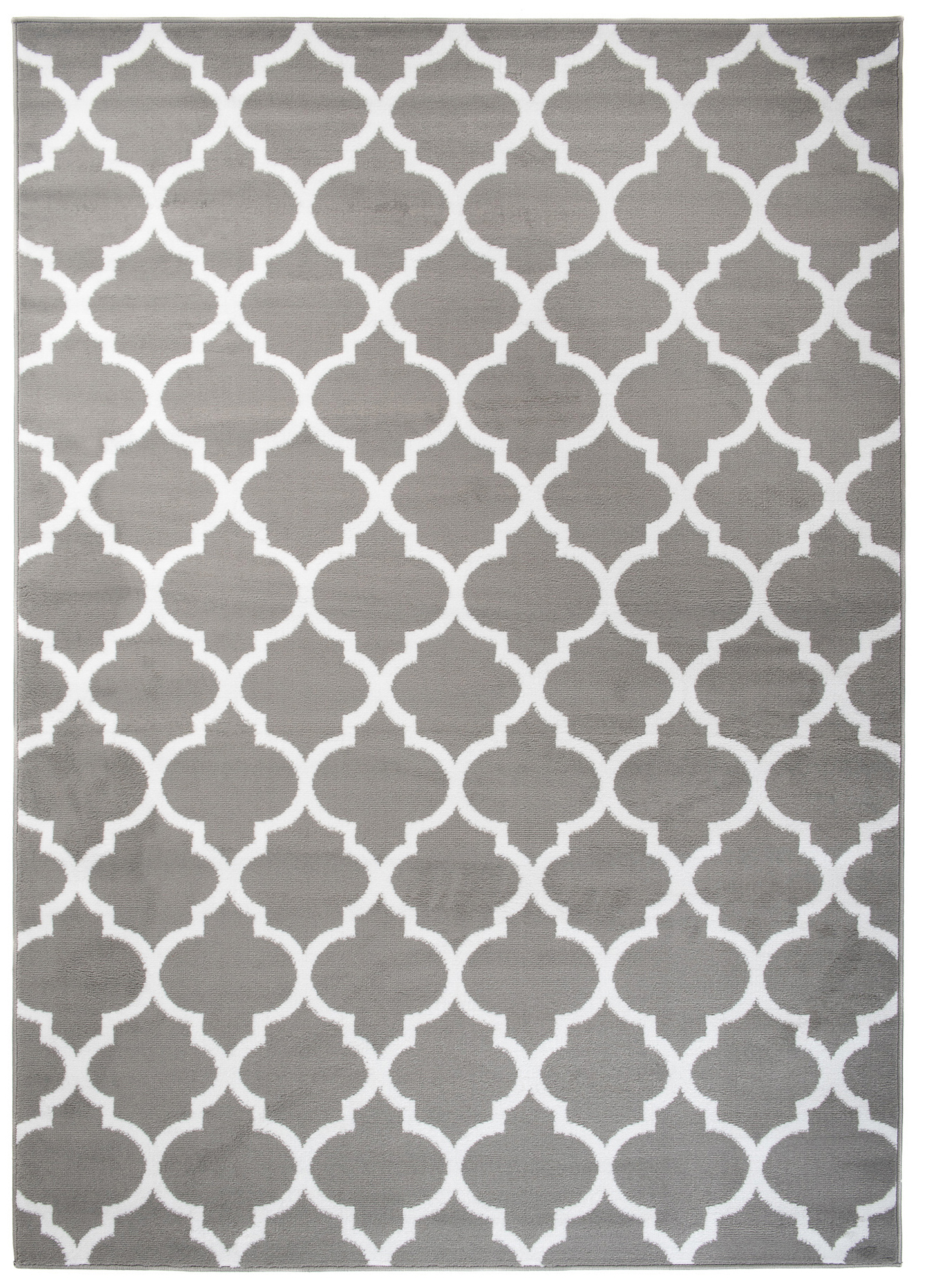 Tapis Firet Moderne Marocain Treillis Gris Blanc Fin