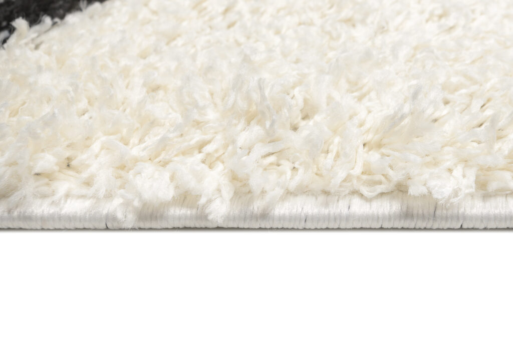 Tapis Evra Shaggy Crème Noir Rayures Moelleux