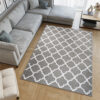 Tapis Firet Moderne Marocain Treillis Gris Blanc Fin