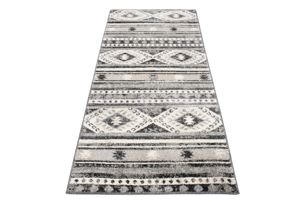 Tapis de Passage Ethno Ethnique Gris Crème Doux