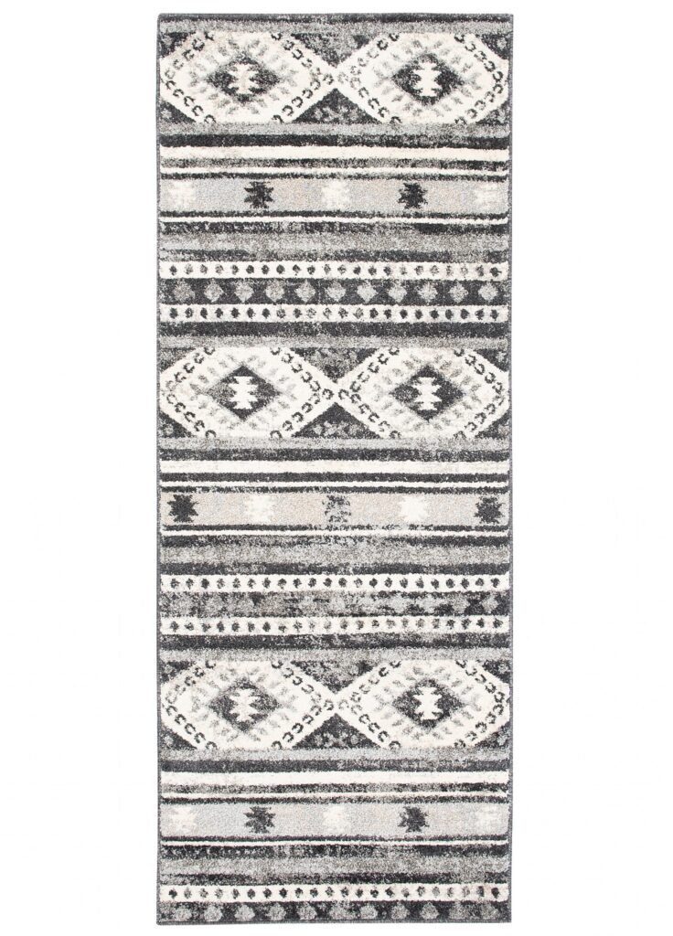 Tapis de Passage Ethno Ethnique Gris Crème Doux