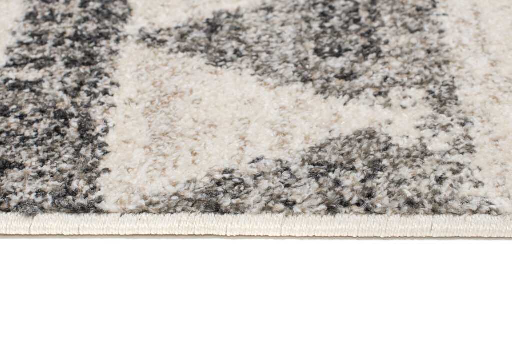 Tapis Ethno Motif Aztèque Moucheté Gris Crème