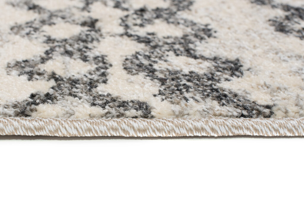 Tapis Ethno Motif Aztèque Moucheté Crème Gris