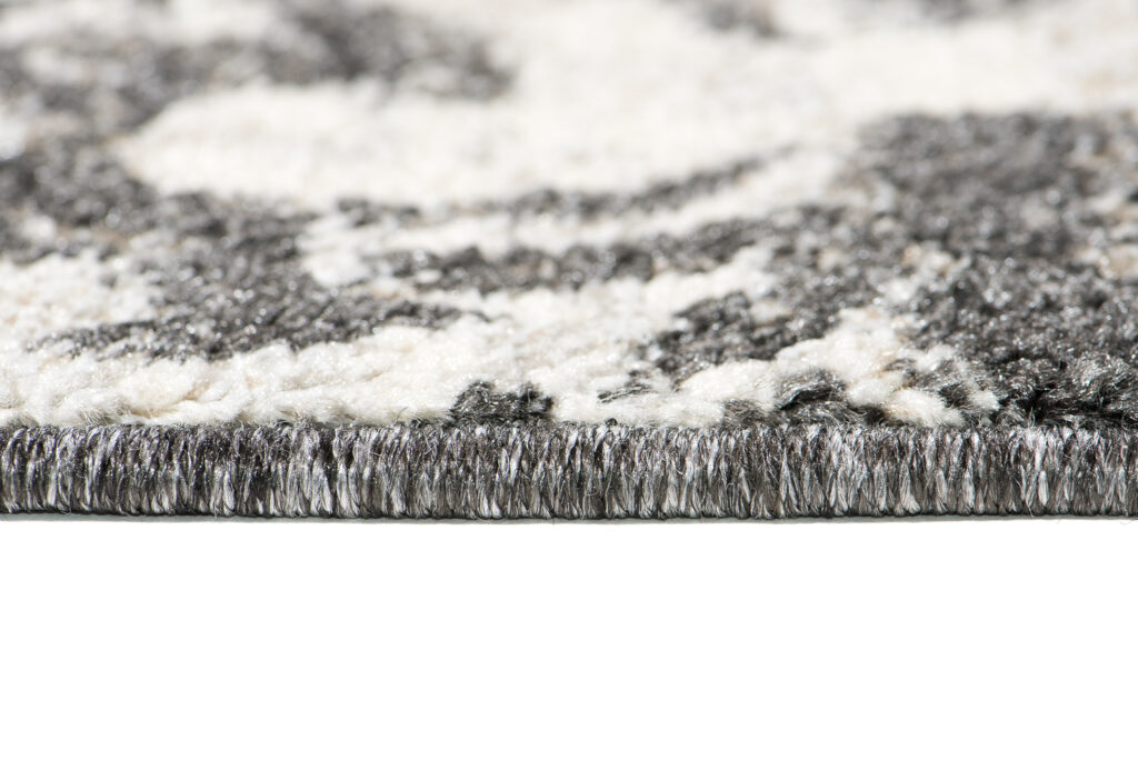 Tapis Ethno Fleures Ethnique Moucheté Gris Noir