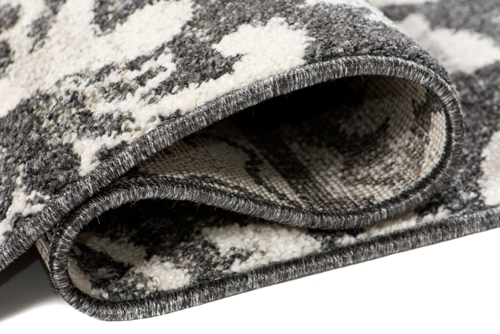 Tapis Ethno Fleures Ethnique Moucheté Gris Noir