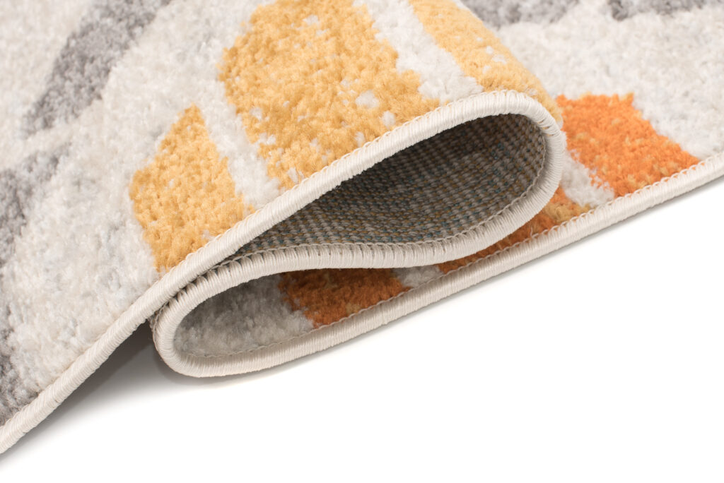 Tapis Cosmo Géométrique Bleu Orange Rose Gris Crème Doux