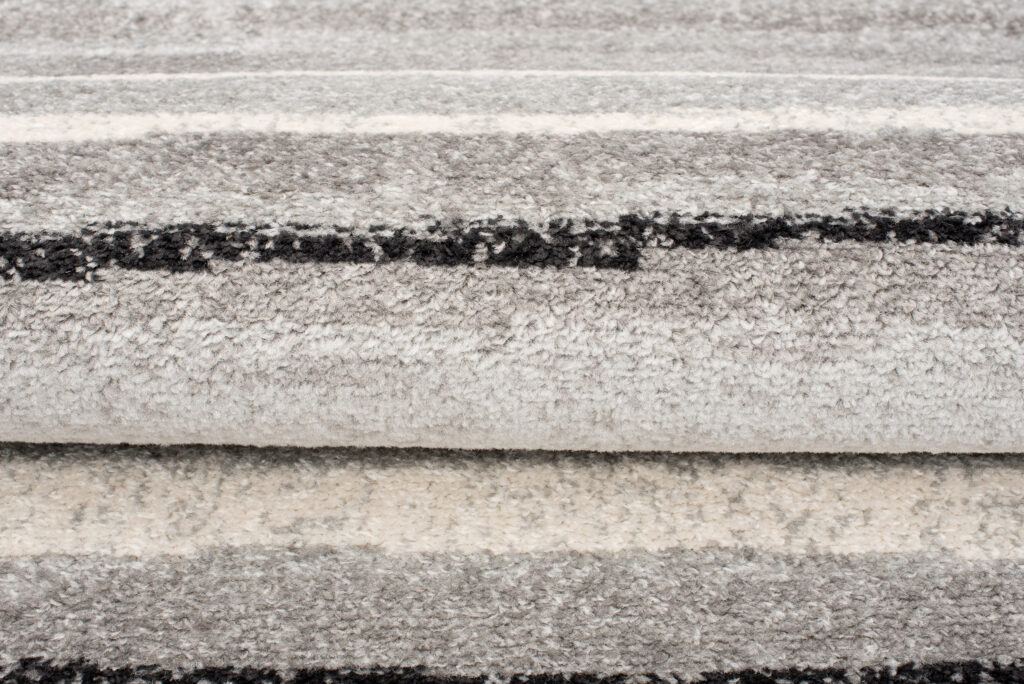 Tapis Cosmo Abstrait Rayures Anthracite Gris Crème Doux