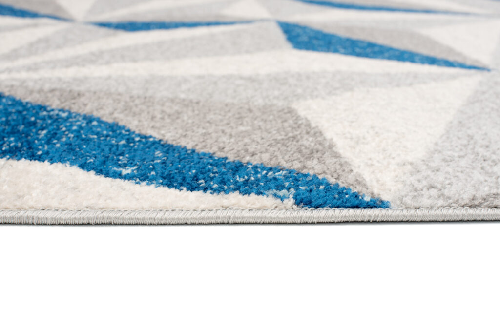 Tapis Cosmo Géométrique Mosaïque Bleu Gris Crème Doux