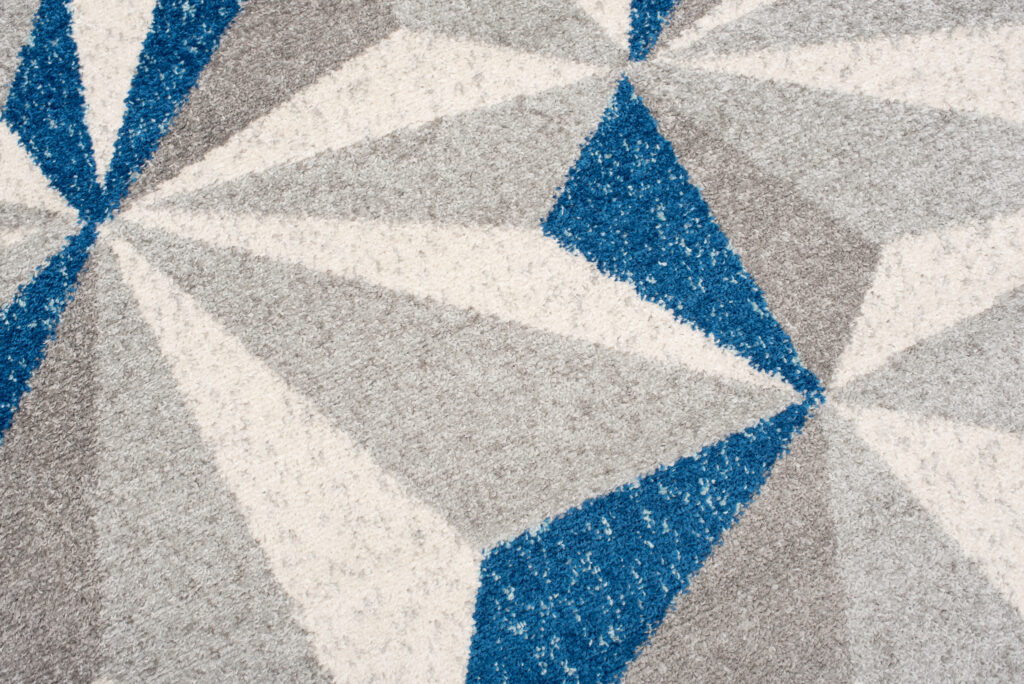 Tapis Cosmo Géométrique Mosaïque Bleu Gris Crème Doux