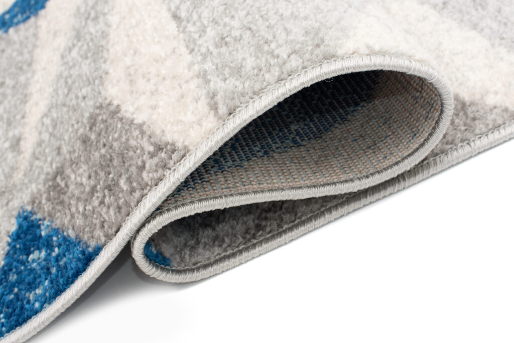 Tapis Cosmo Géométrique Mosaïque Bleu Gris Crème Doux