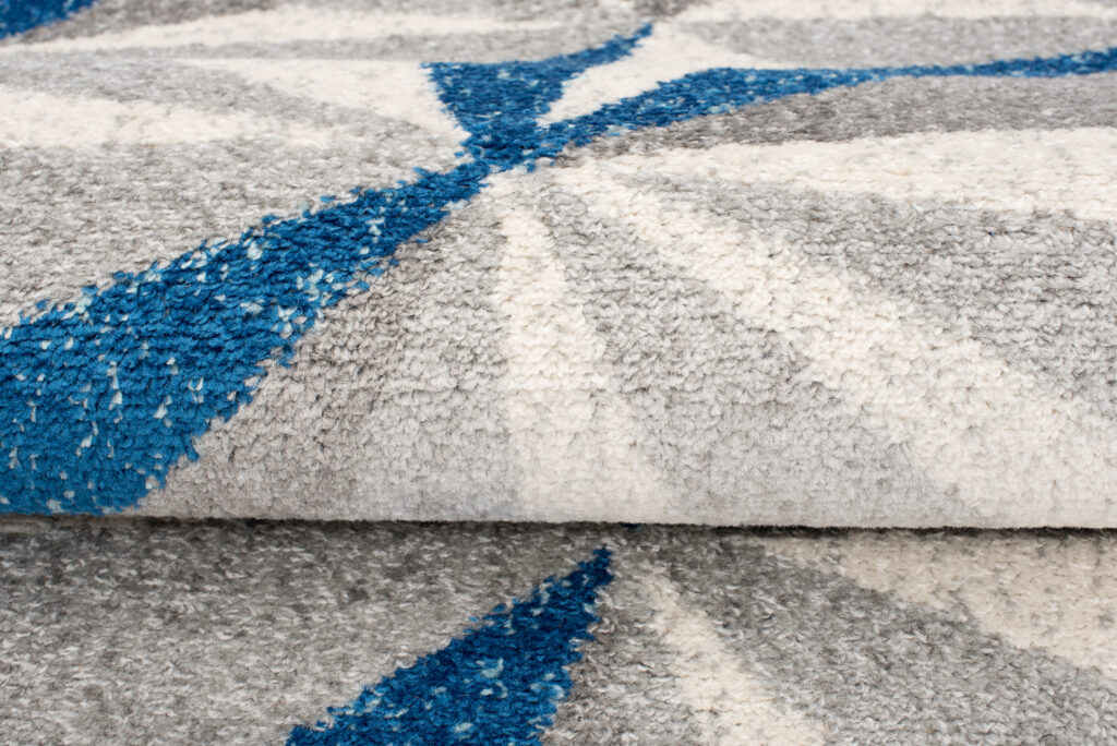 Tapis Cosmo Géométrique Mosaïque Bleu Gris Crème Doux