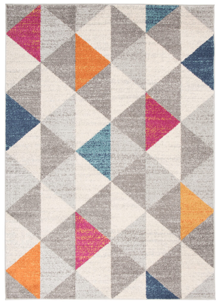 Tapis Cosmo Géométrique Rose Bleu Jaune Gris Crème Doux