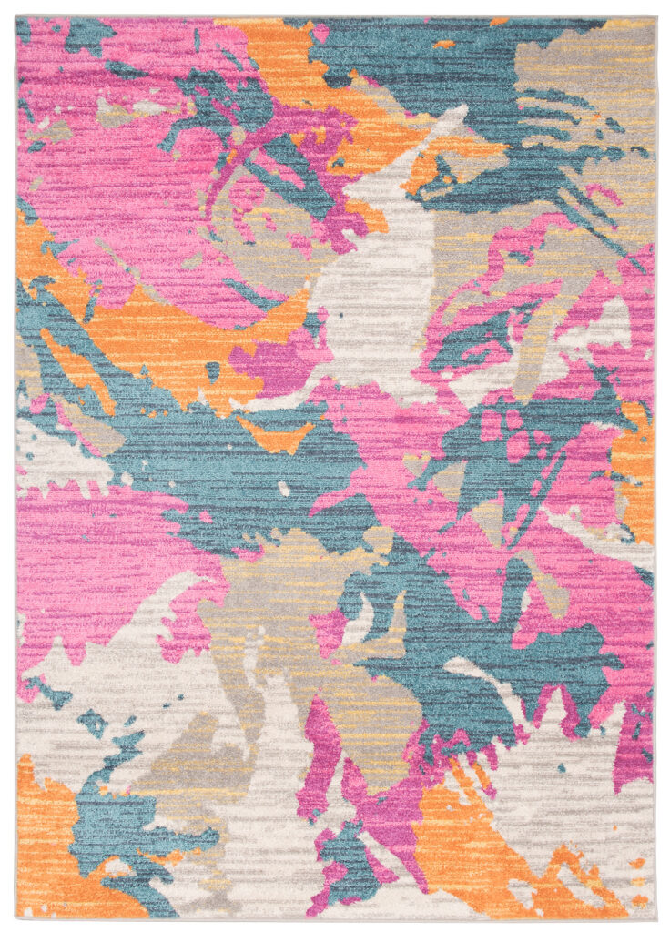 Tapis Cosmo Abstrait Tacheté Moucheté Rose Bleu Gris Doux