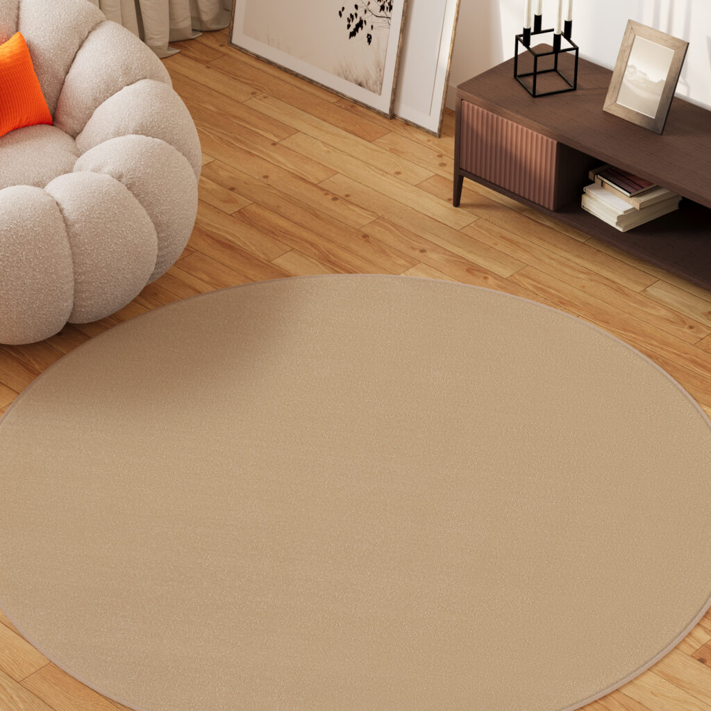 Tapis Mono Rond Intérieur Extérieur Beige
