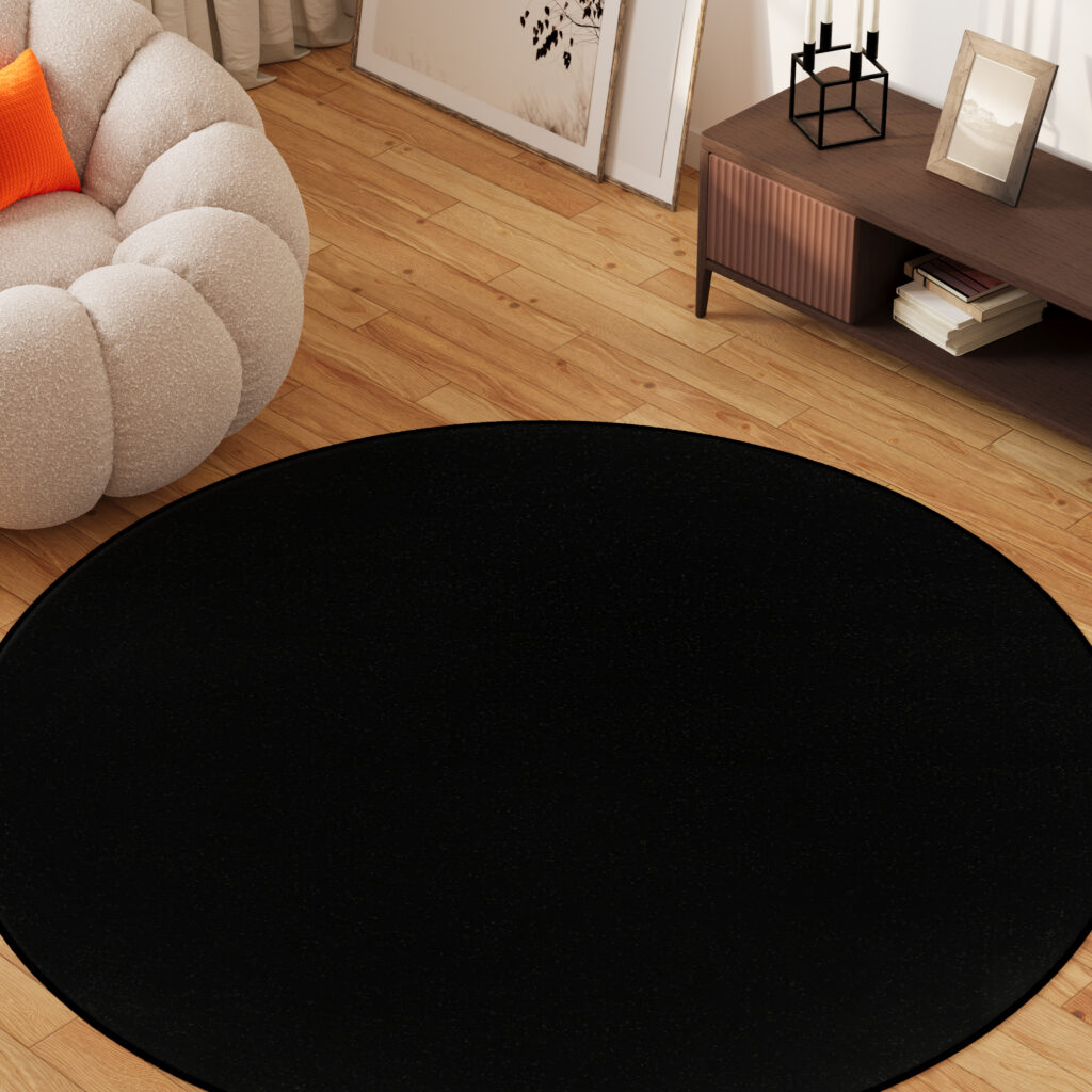 Tapis Mono Rond Intérieur Extérieur Noir