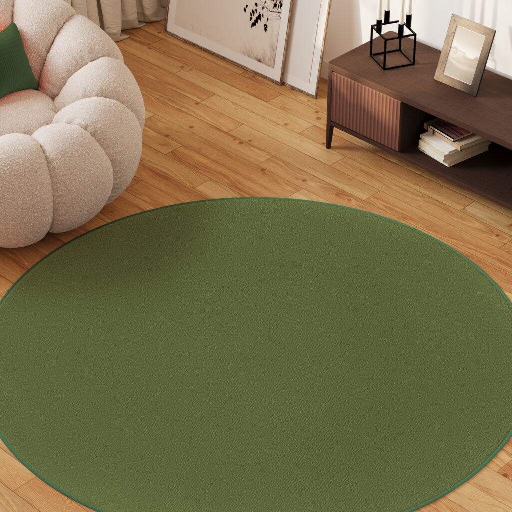 Tapis Mono Rond Intérieur Extérieur Vert