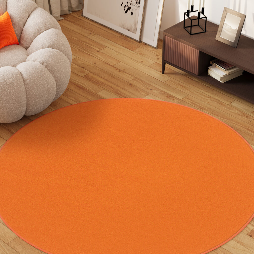 Tapis Mono Rond Intérieur Extérieur Orange