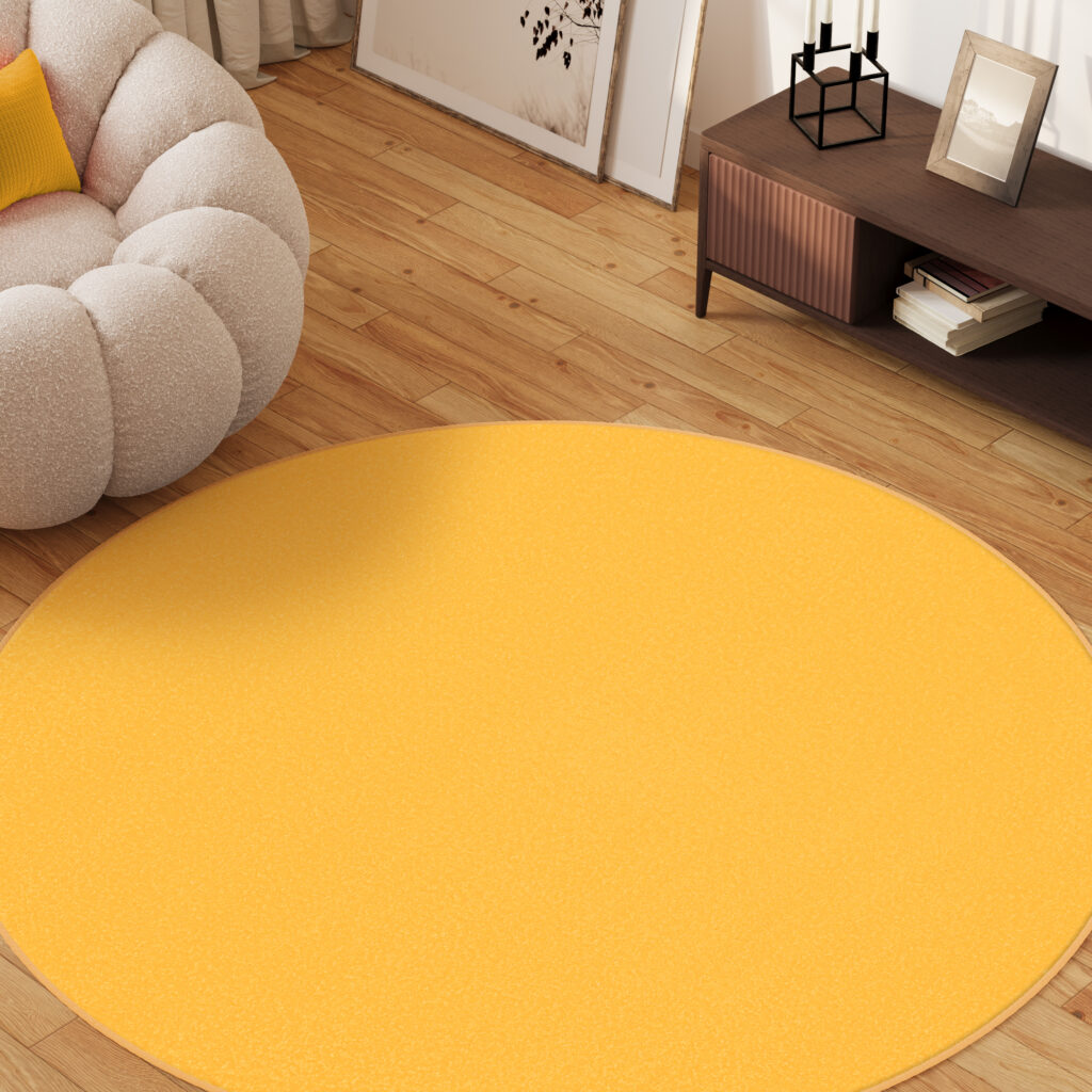 Tapis Mono Rond Intérieur Extérieur Jaune