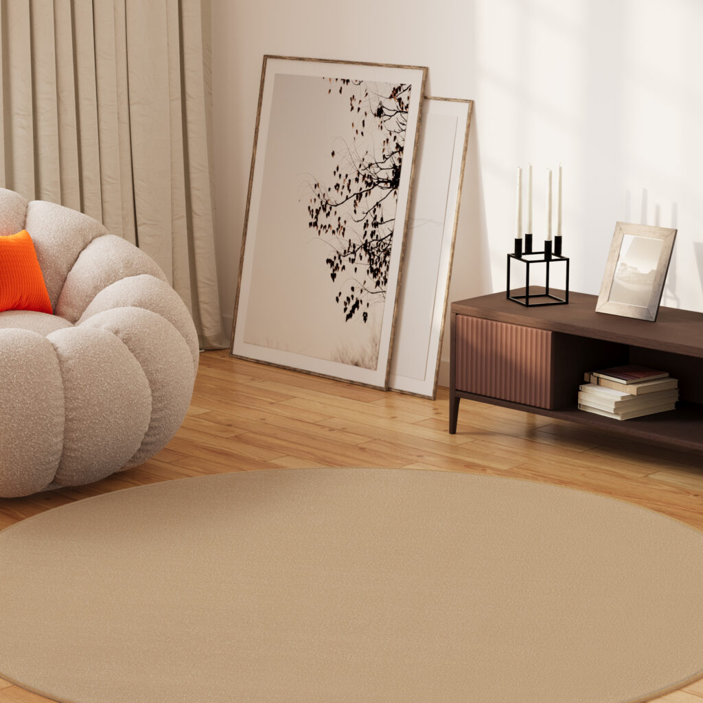 Tapis Mono Rond Intérieur Extérieur Beige